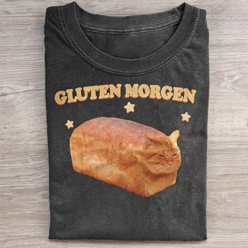 Gluten Morgen Funny Cat meme  T-Shirt