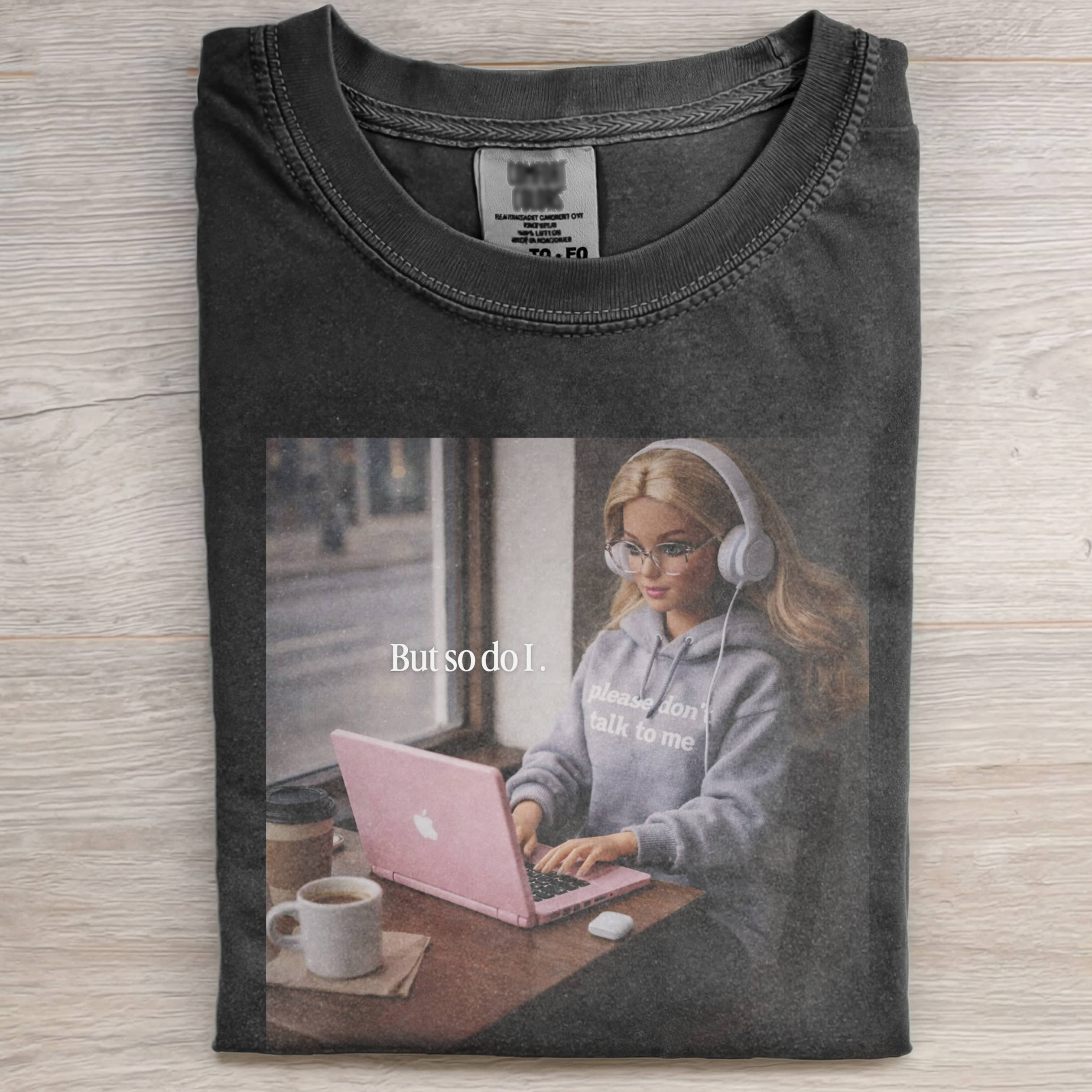 WORK DOLL FACE T-SHIRT Vintage Washed DTG Graphic Tee | ZalleStudio