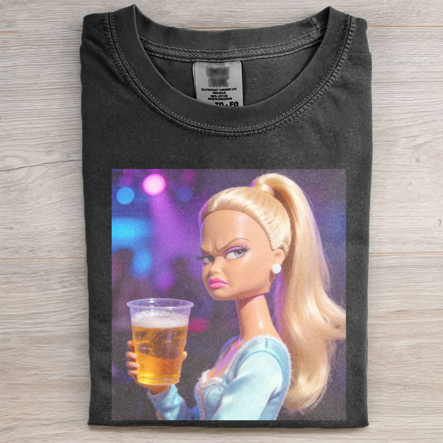 DOLL FACE PARTY MOOD POV TEE Vintage Washed DTG Graphic Tee | ZalleStudio