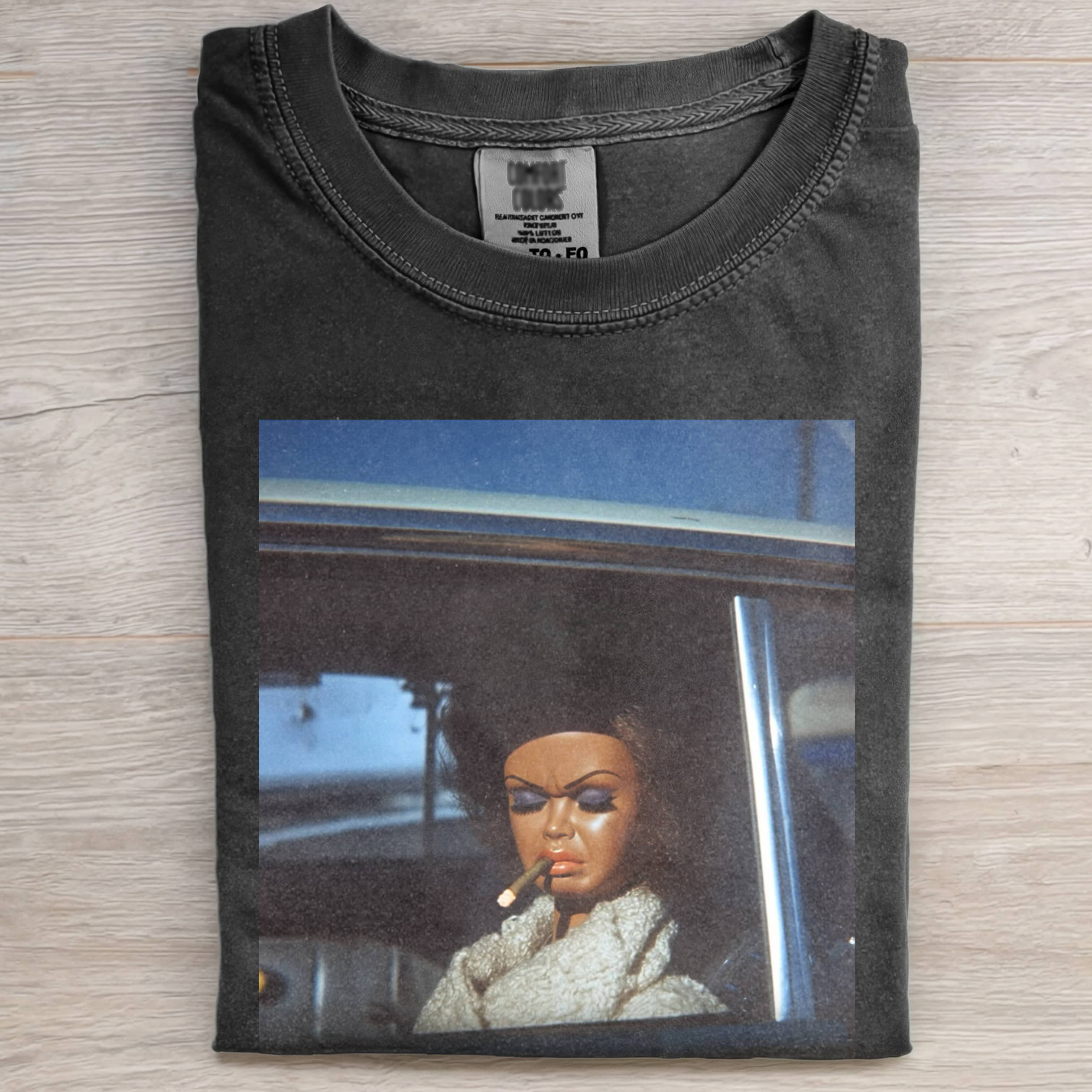 RETRO BLACK GIRL DOLL FACE SMOKING TEE Vintage Washed DTG Graphic Tee | ZalleStudio