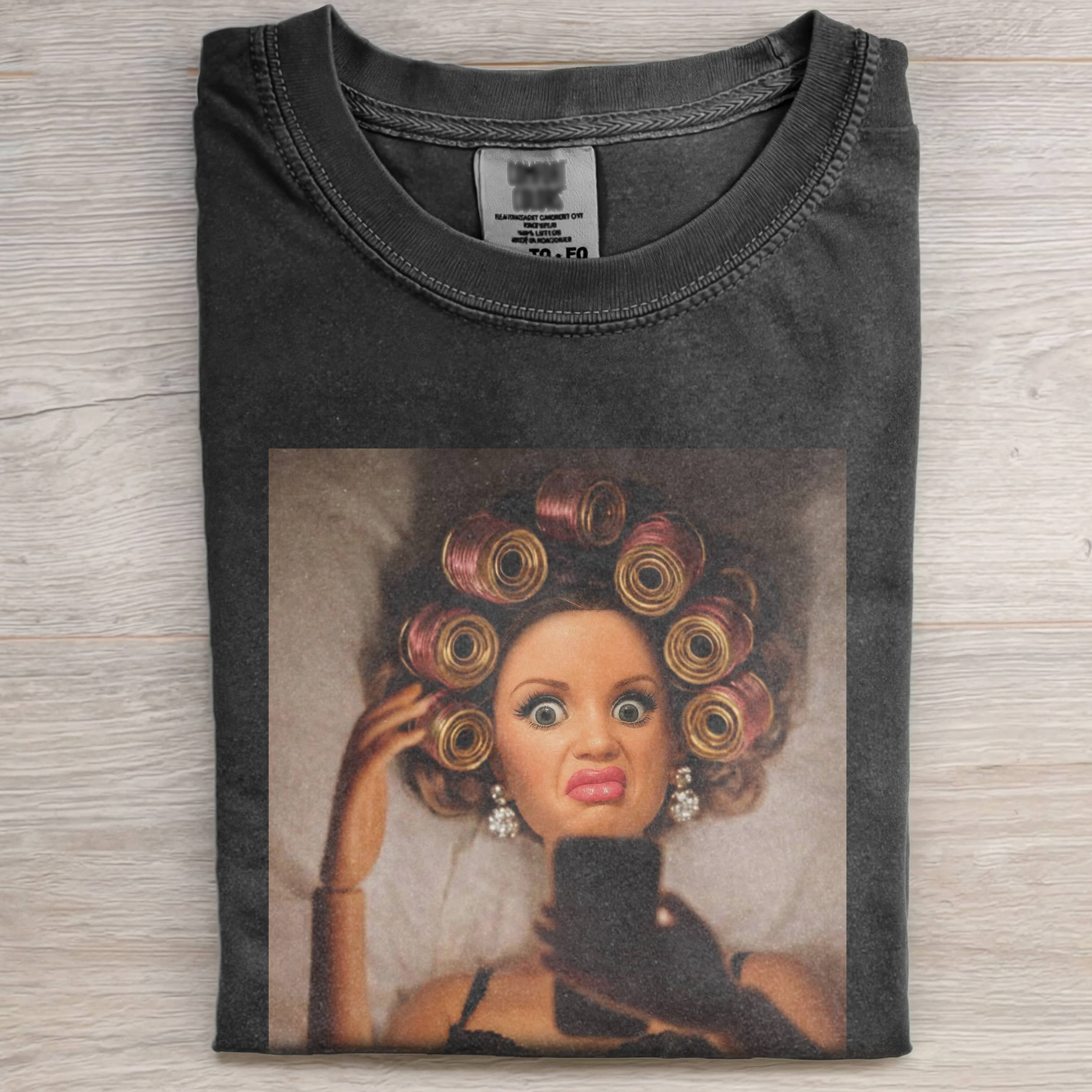 DOLL FACE CURLY TEE Vintage Washed DTG Graphic Tee | ZalleStudio