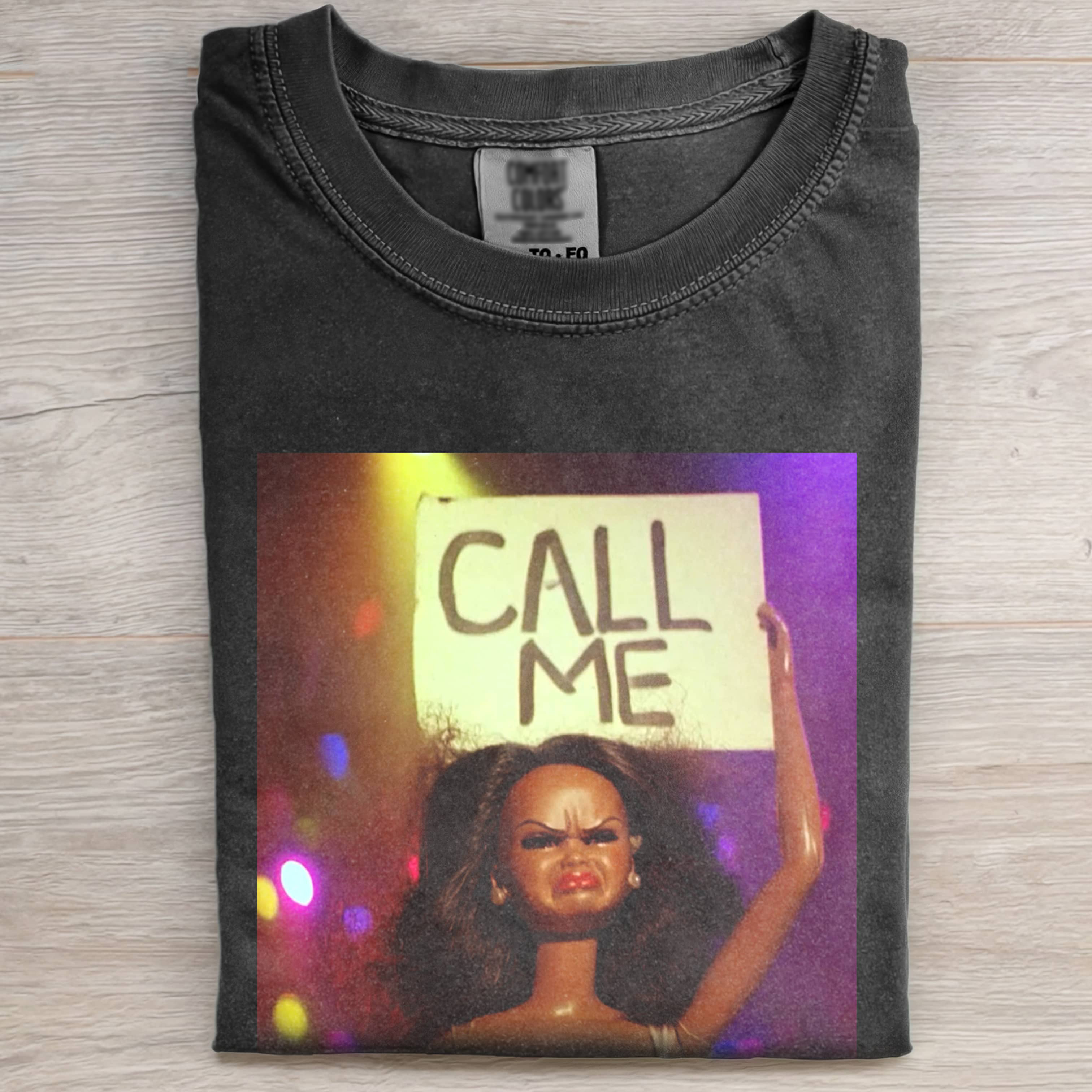 BLACK GIRL DOLL FACE CALL ME TEE Vintage Washed DTG Graphic Tee | ZalleStudio