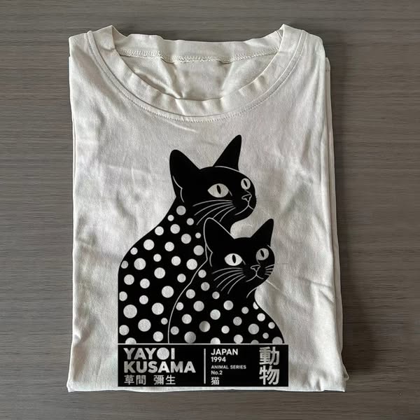 Japanese Art Black Cat Graphic T-shirt