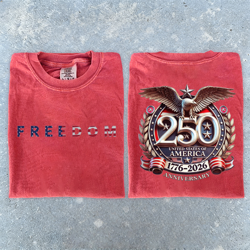 Freedom 250th Anniversary T-shirt Vintage Washed DTG Graphic Tee | ZalleStudio