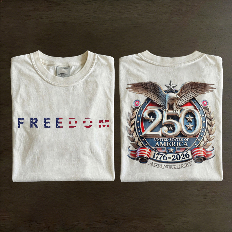 Freedom 250th Anniversary T-shirt Vintage Washed DTG Graphic Tee | ZalleStudio