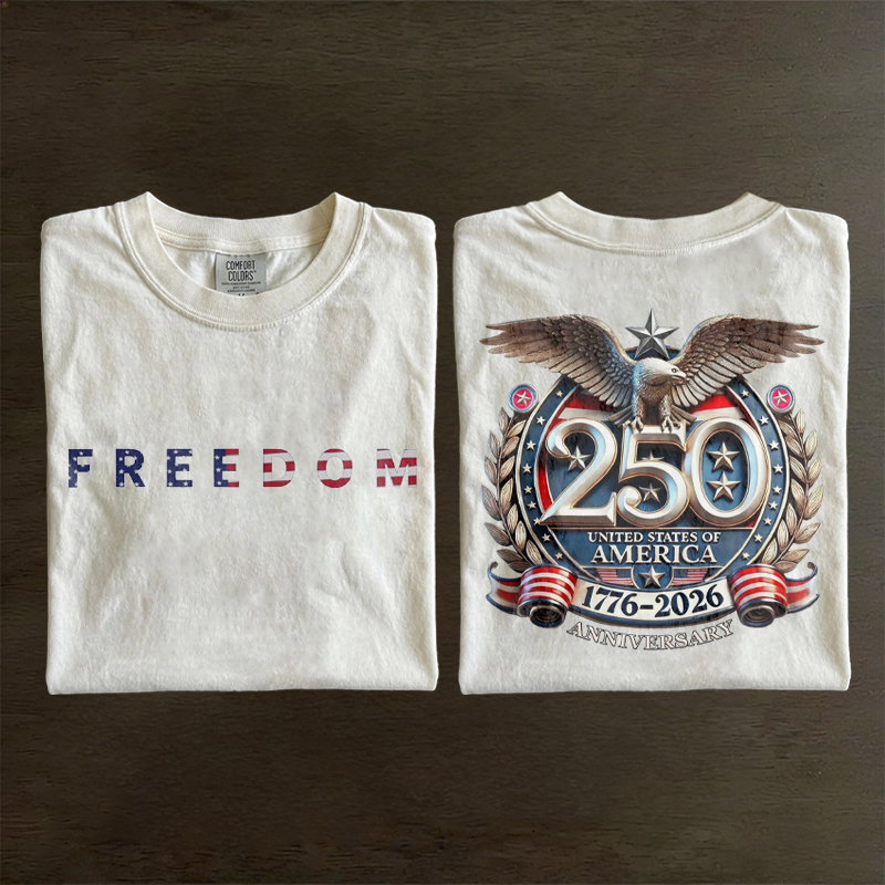 Freedom 250th Anniversary T-shirt Vintage Washed DTG Graphic Tee | ZalleStudio