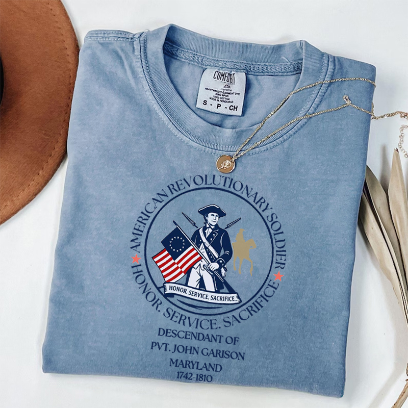 Descendant Of A Patriot T-shirt Vintage Washed DTG Graphic Tee | ZalleStudio