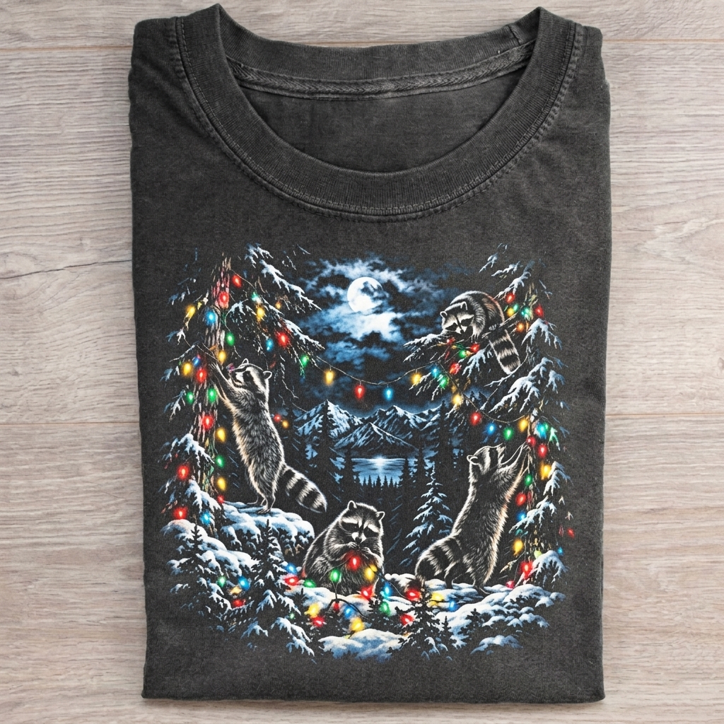 Funny Raccoon Christmas T-shirt