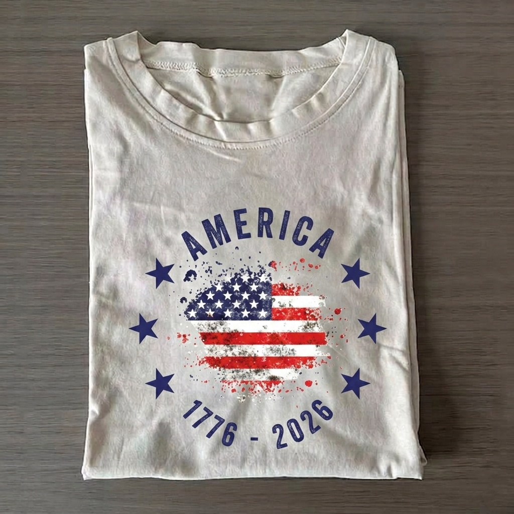 250th Anniversary of The United States Vneck T-Shirt Vintage Washed DTG Graphic Tee | ZalleStudio