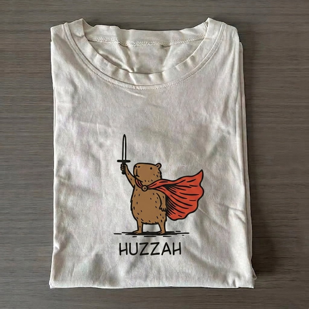Huzzah Capybara Comfort Colors T-shirt Vintage Washed DTG Graphic Tee | ZalleStudio