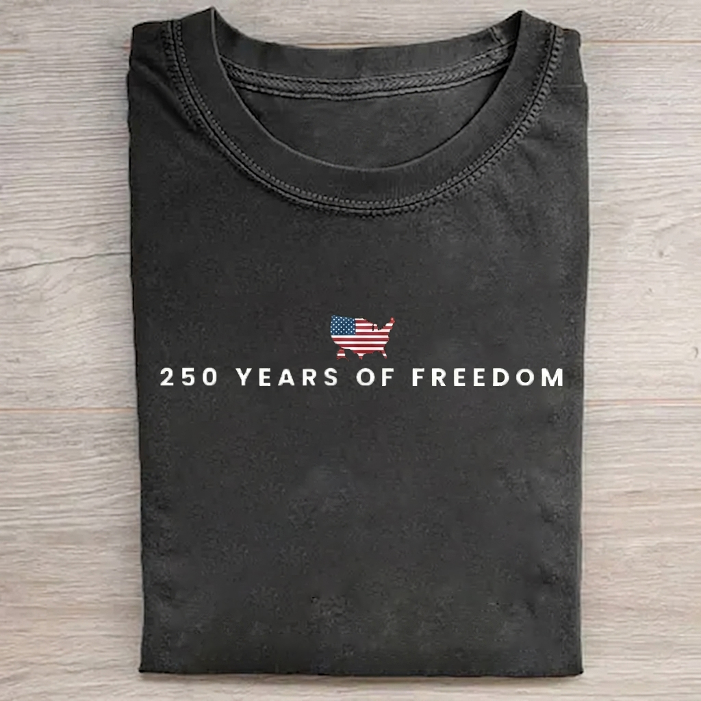 250th Anniversary Of American Independence Cotton Short Sleeve T-shirt Vintage Washed DTG Graphic Tee | ZalleStudio