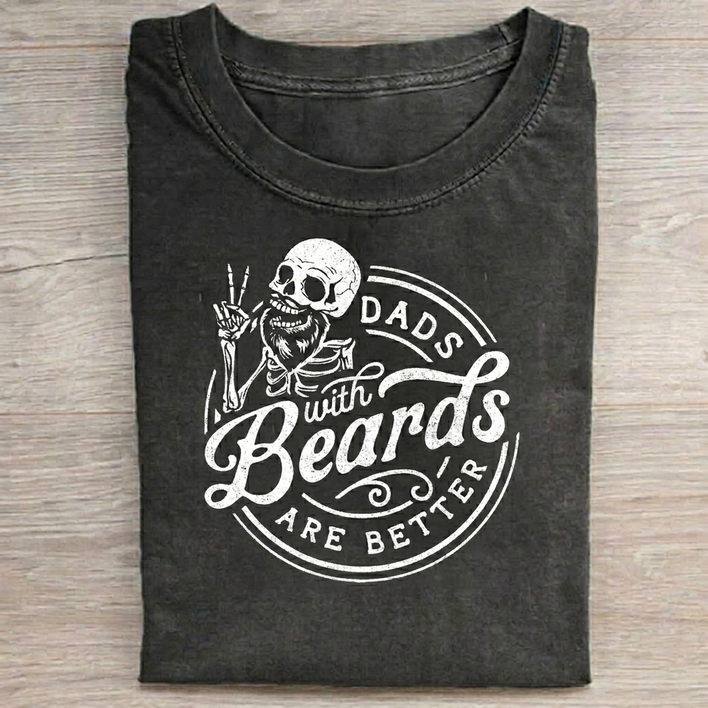 Dads With Beards Are Better T-shirt Vintage Washed DTG Graphic Tee | ZalleStudio