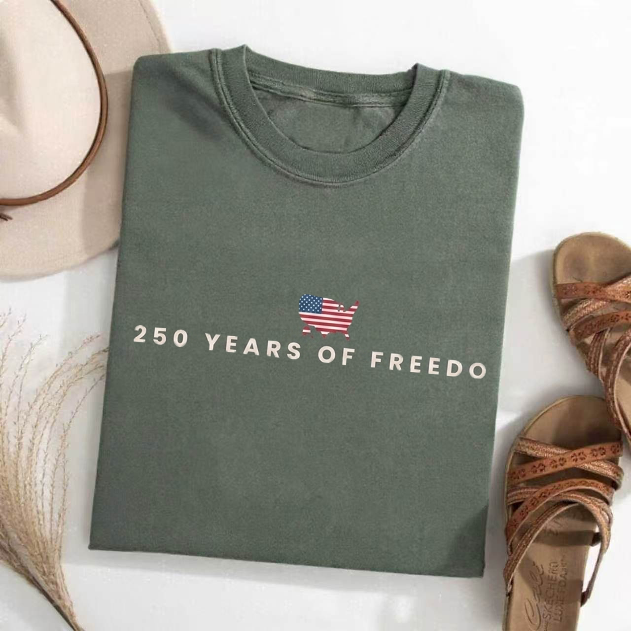 250th Anniversary Of American Independence Cotton Short Sleeve T-shirt Vintage Washed DTG Graphic Tee | ZalleStudio