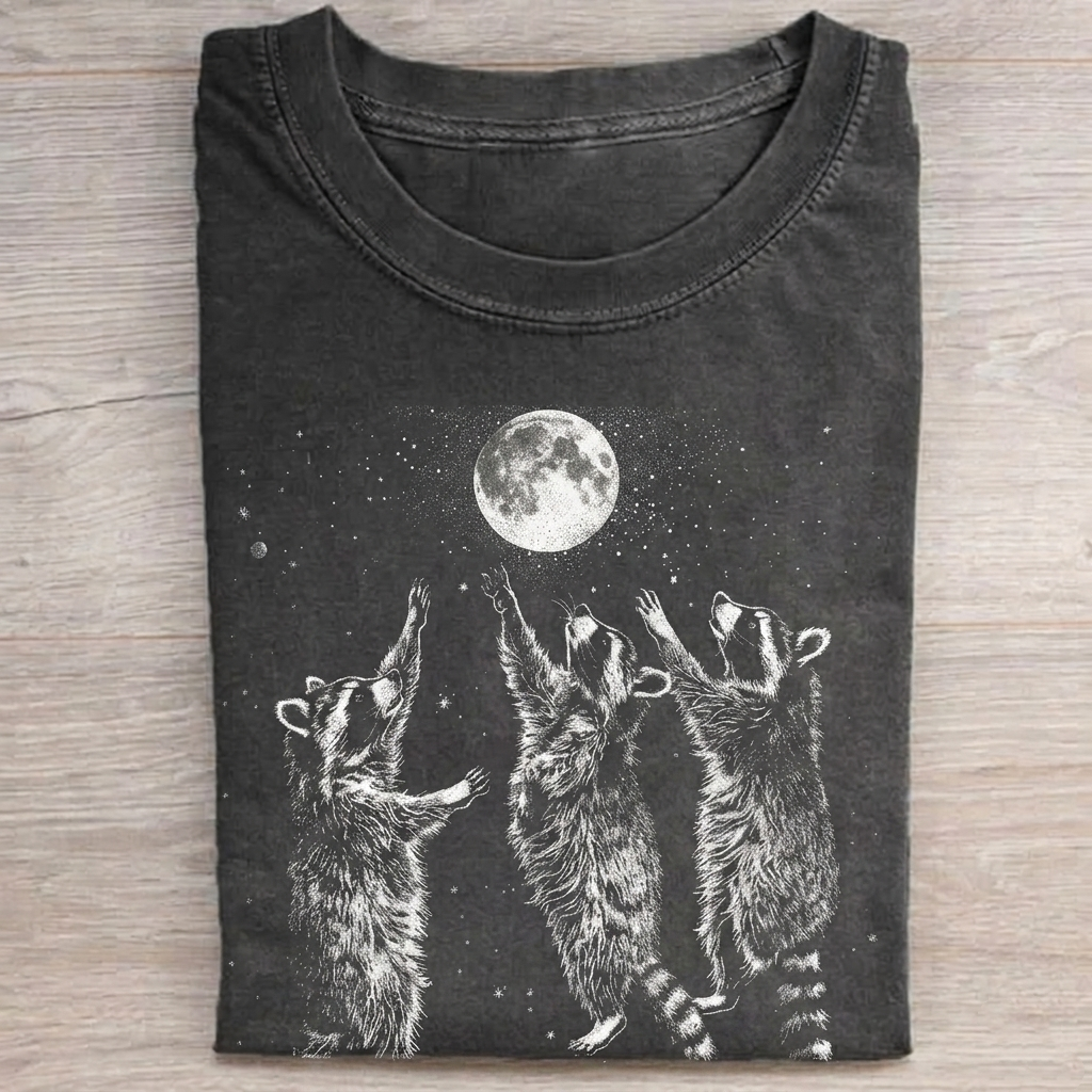 Vintage Raccoon Lovers T-Shirt Vintage Washed DTG Graphic Tee | ZalleStudio