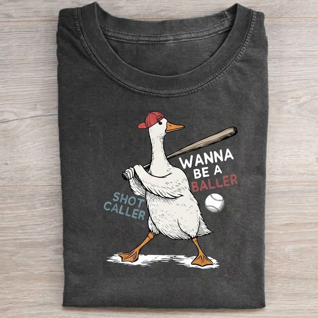 Goose Wanna Be A Baller T-shirt Vintage Washed DTG Graphic Tee | ZalleStudio