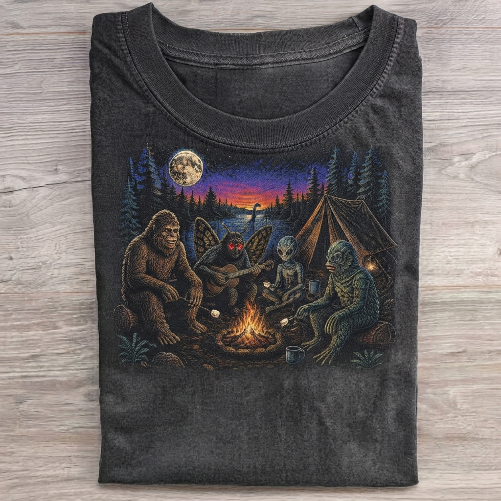 Funny Cryptid Camping T-Shirt