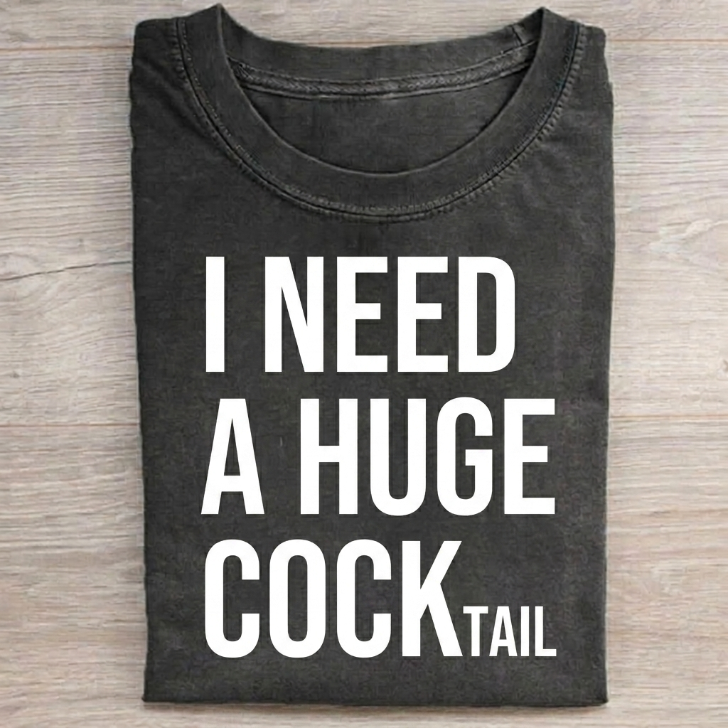 I Need A Huge Cocktail T-shirt Vintage Washed DTG Graphic Tee | ZalleStudio