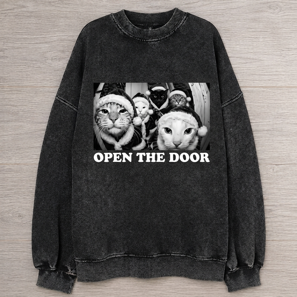 Open The Door Cat Christmas Sweatshirt
