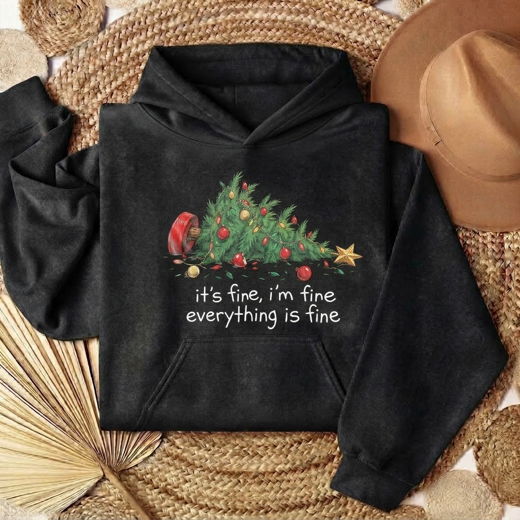 Messy Christmas Tree Funny Quote Graphic Hoodie