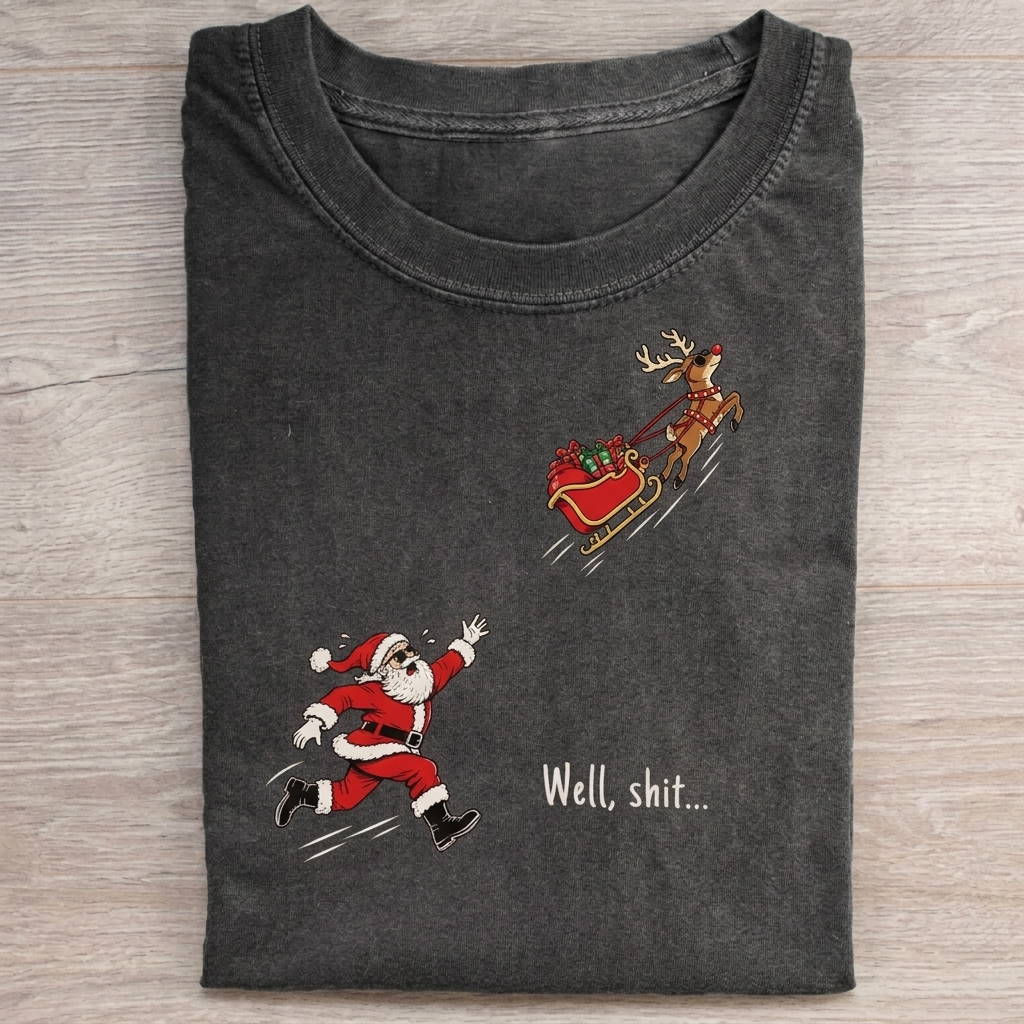 Well Shit Retro Santa T-shirt