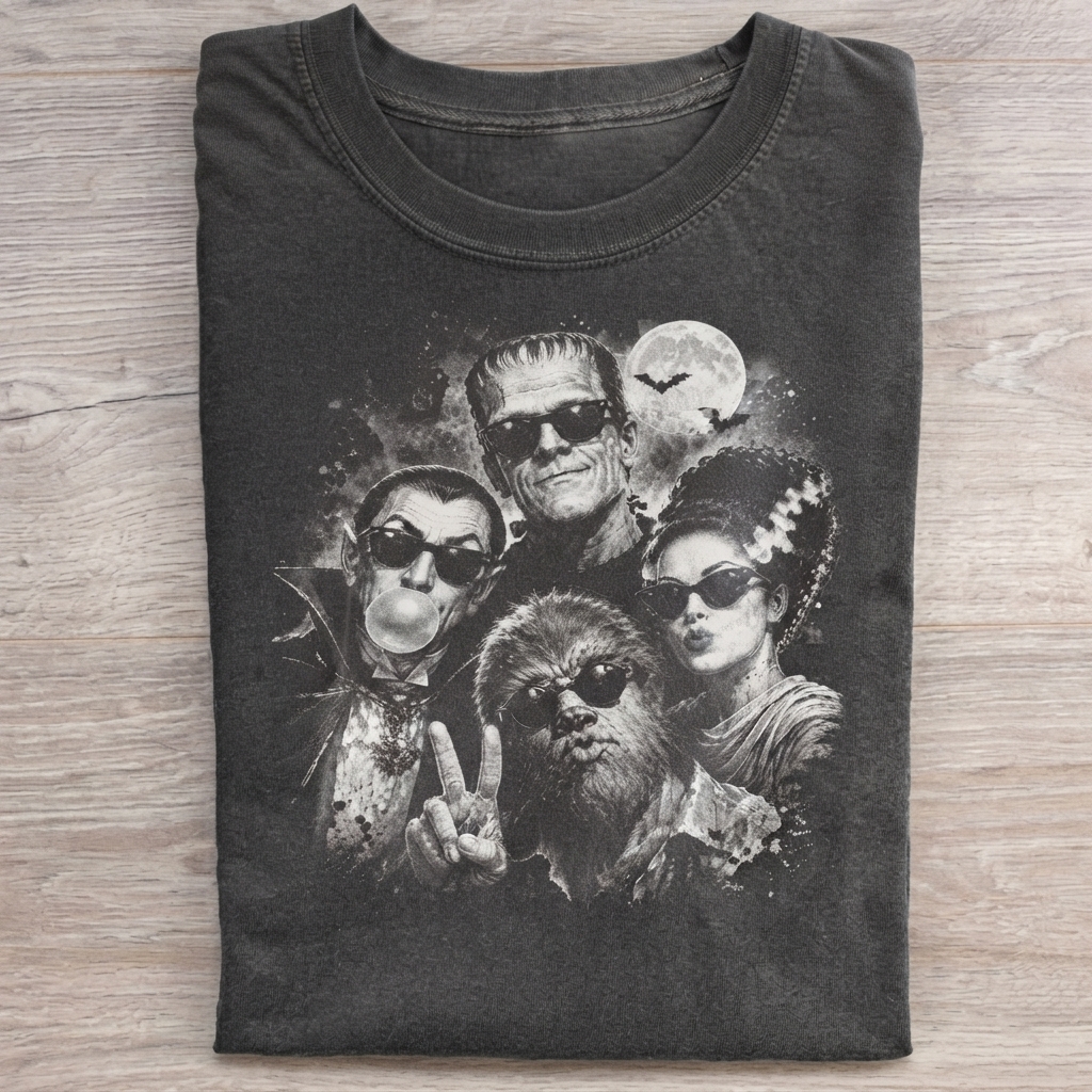 Retro Halloween Monster Selfie T-shirt