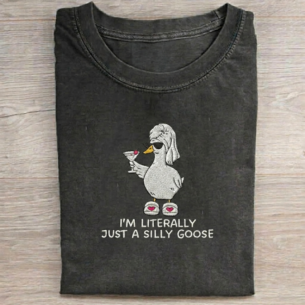 I’m Literally Just A Silly Goose T-shirt Vintage Washed DTG Graphic Tee | ZalleStudio