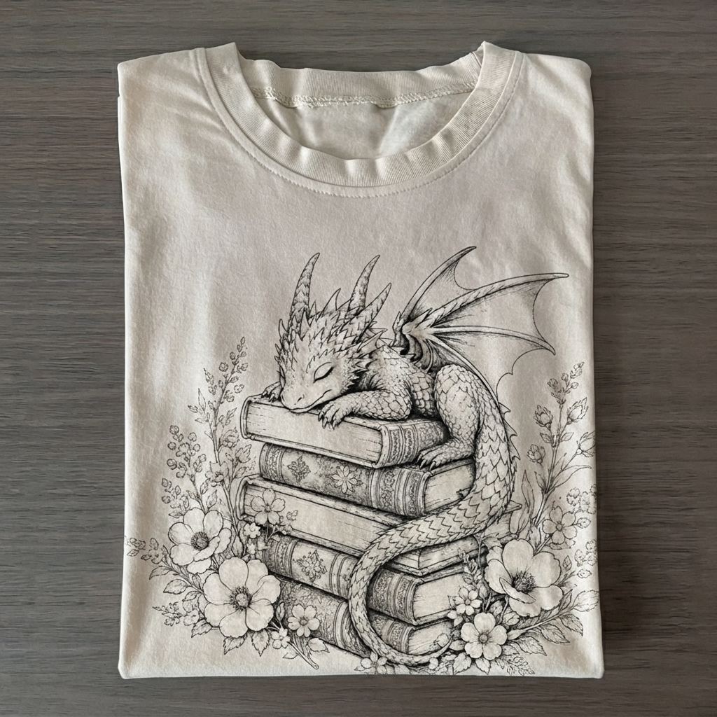 Black Baby Dragon Book T-shirt