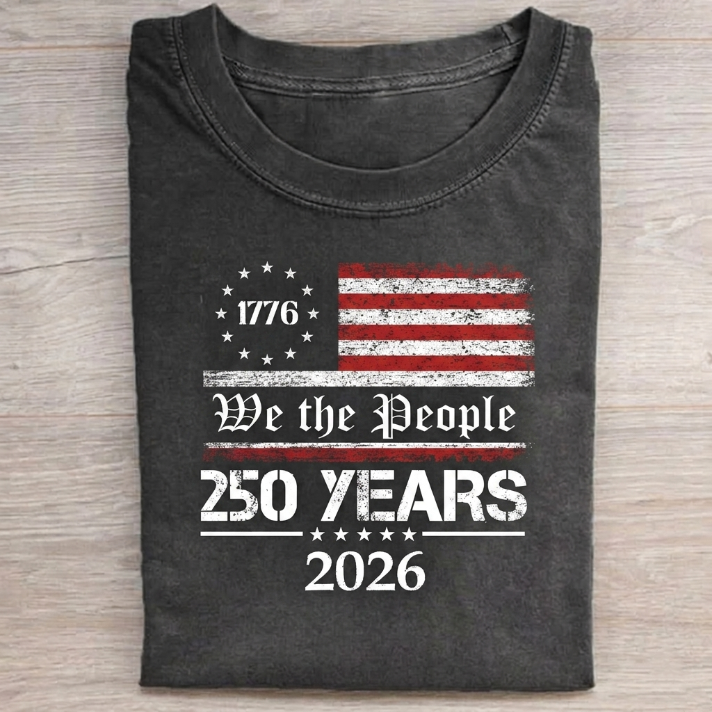 250th America Anniversary T-Shirt Vintage Washed DTG Graphic Tee | ZalleStudio
