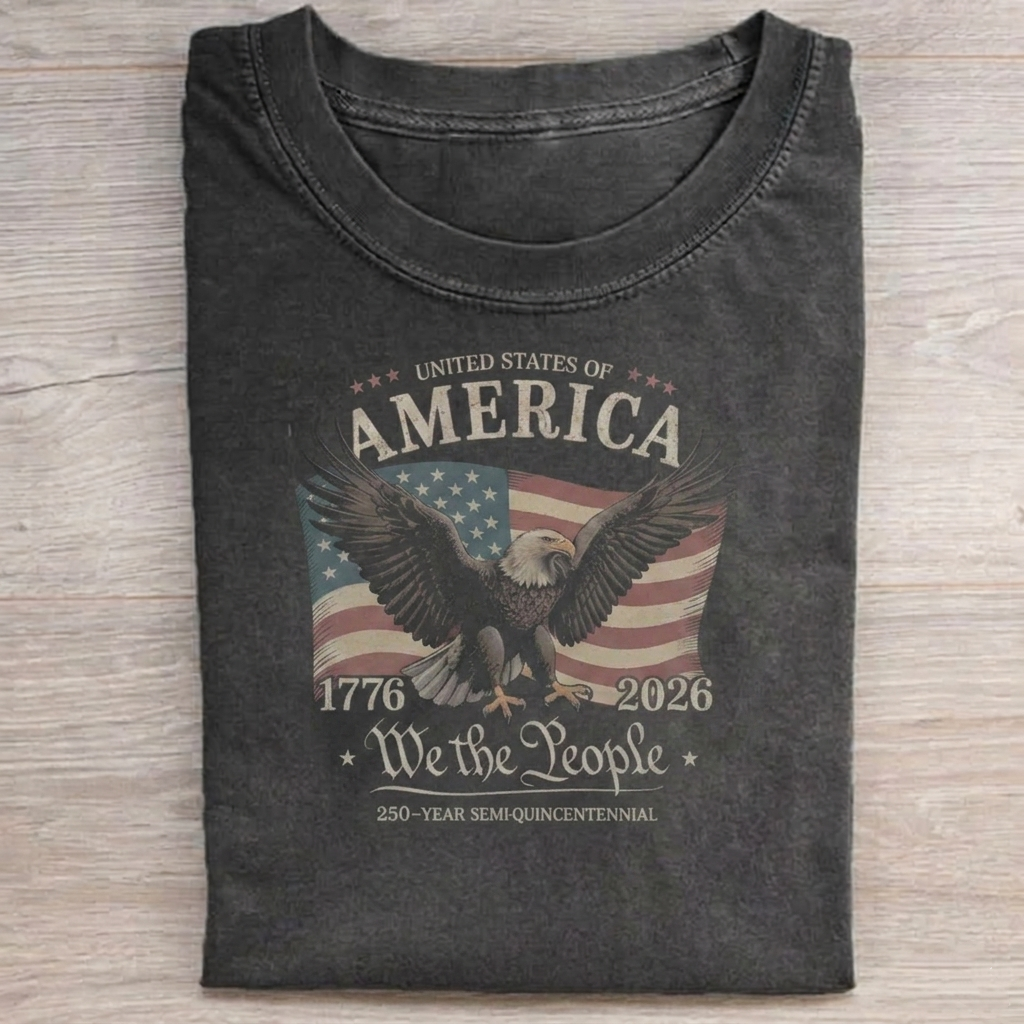 America 250th Anniversary T-Shirt Vintage Washed DTG Graphic Tee | ZalleStudio