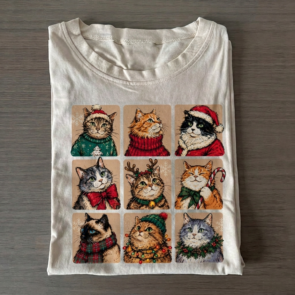 Vintage Christmas Cats T-shirt