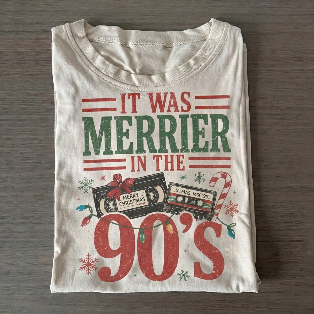 Retro It Was Merrier In The 90s Christmas T-shirt