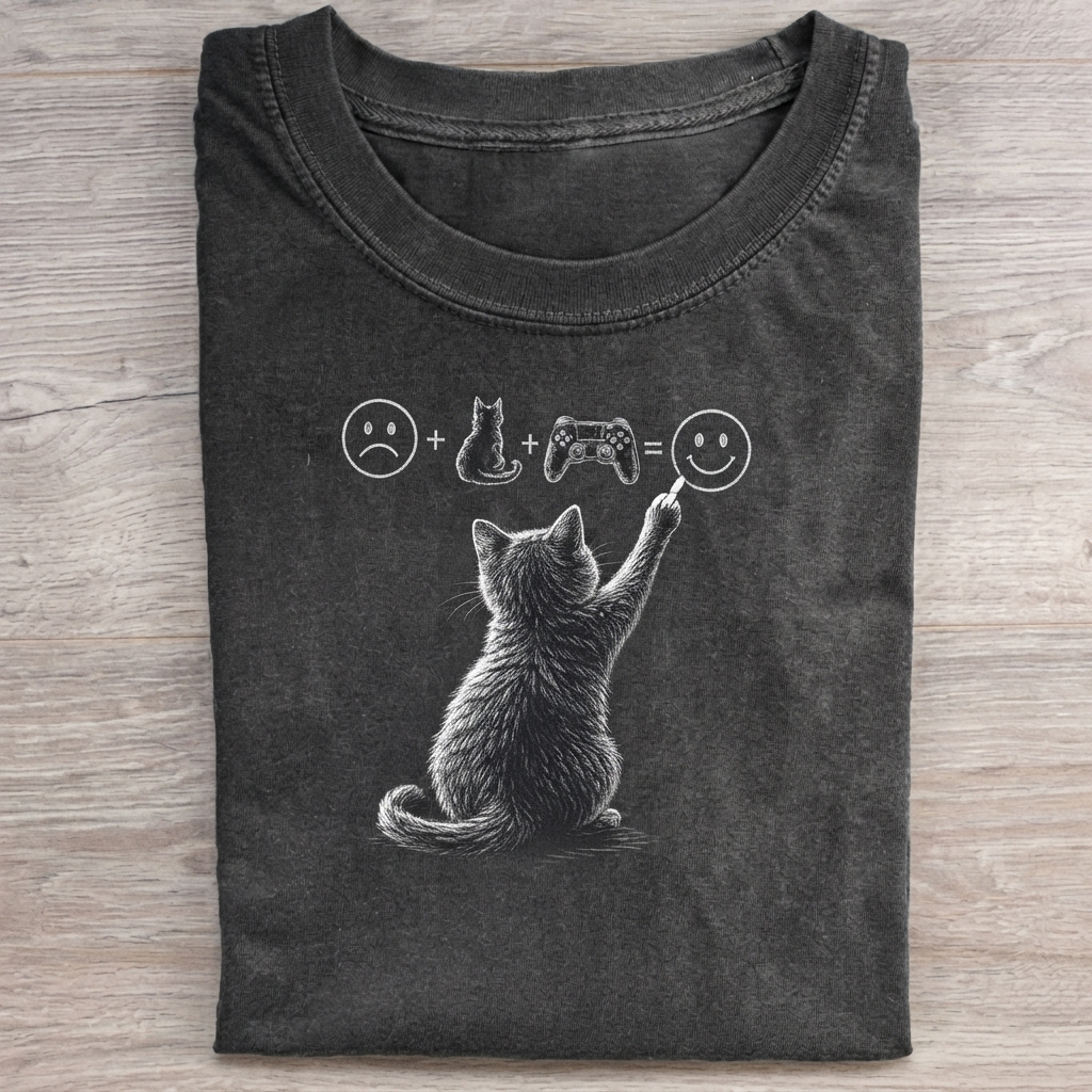 Gamer Cat Math Equation T-shirt