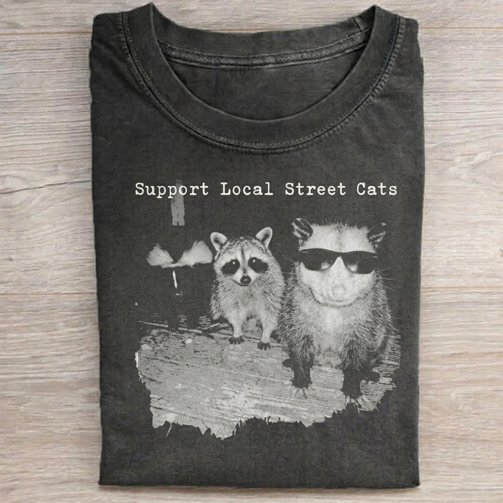 Support Local Street Cats T-shirt Vintage Washed DTG Graphic Tee | ZalleStudio