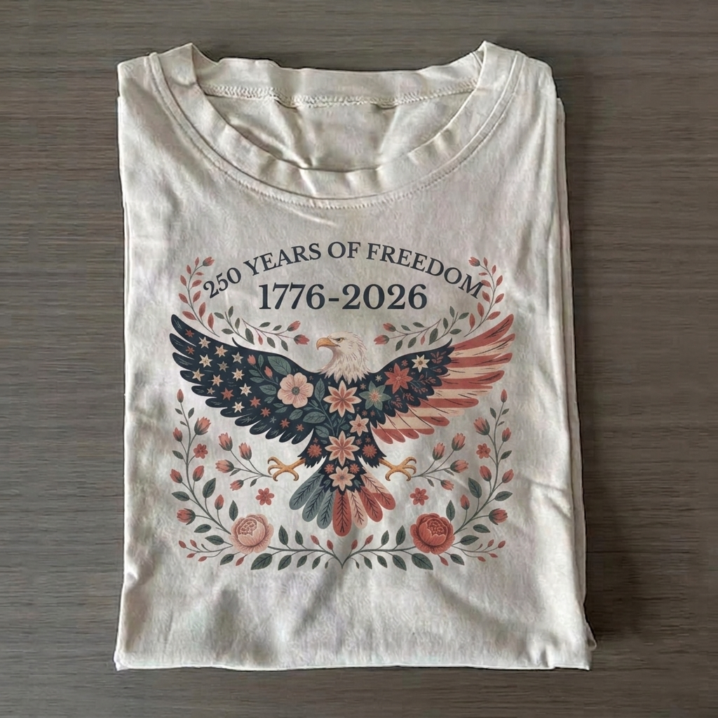 Folk Art USA Eagle T-Shirt Vintage Washed DTG Graphic Tee | ZalleStudio