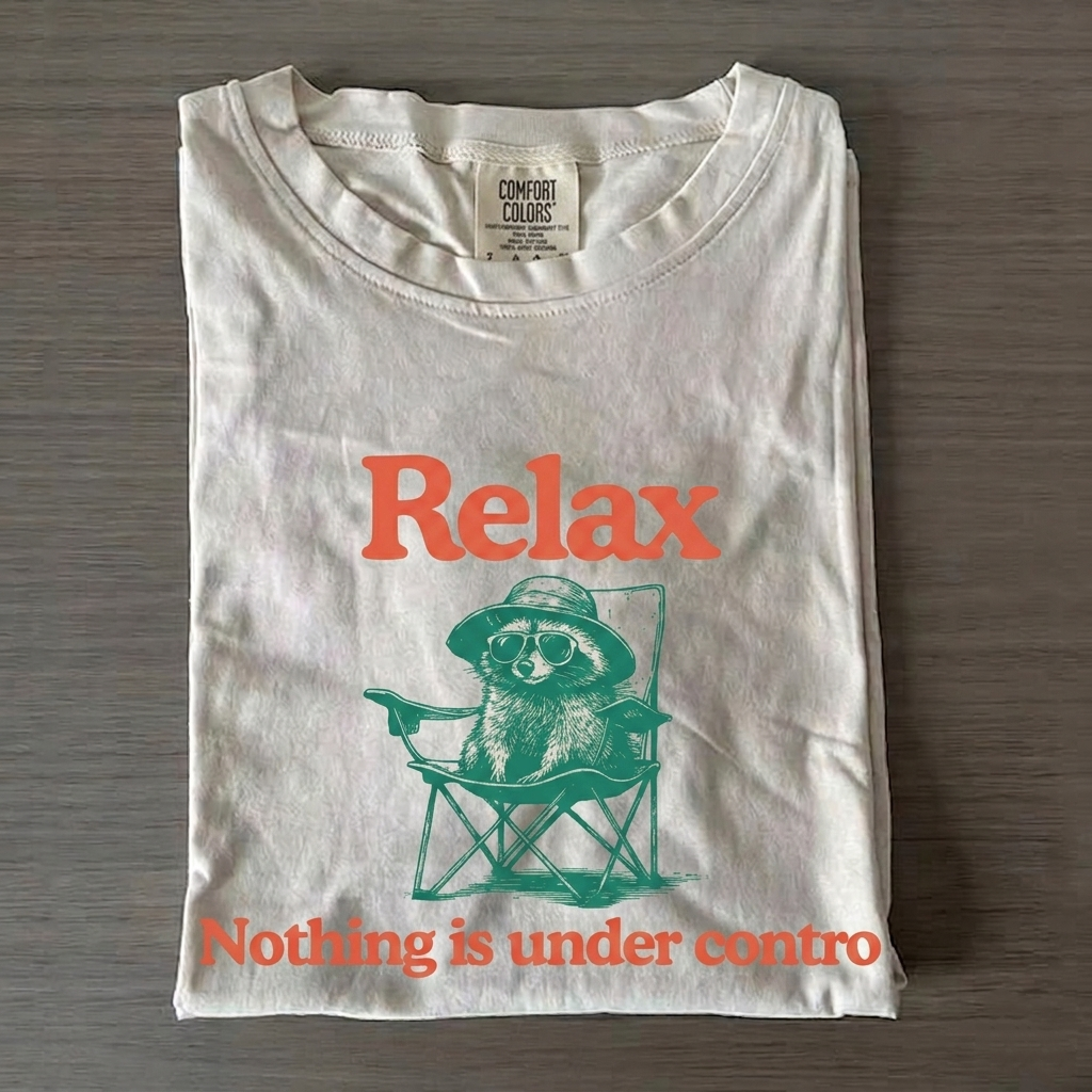 Chill Raccoon Vintage T-Shirt Vintage Washed DTG Graphic Tee | ZalleStudio