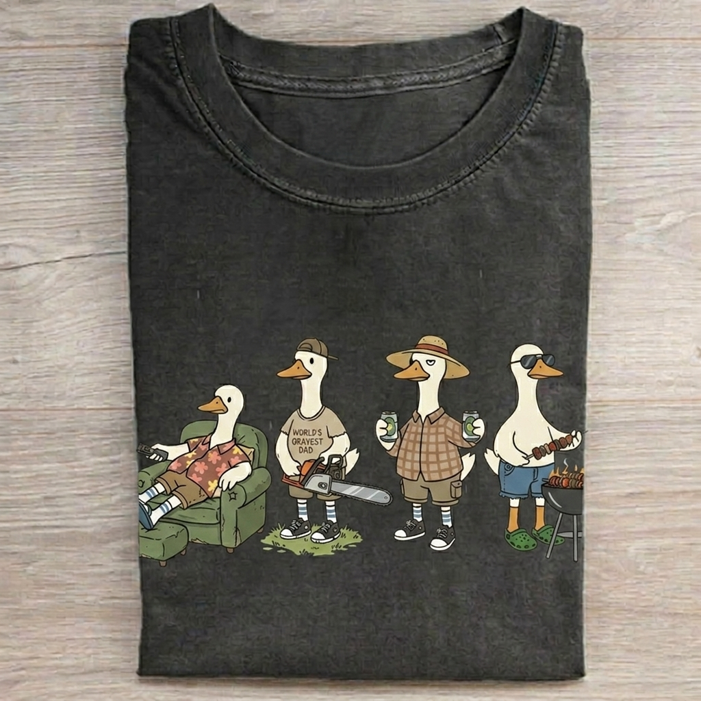Funny Dad Goose T-shirt Vintage Washed DTG Graphic Tee | ZalleStudio