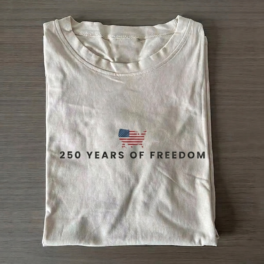 250th Anniversary Of American Independence Cotton Short Sleeve T-shirt Vintage Washed DTG Graphic Tee | ZalleStudio