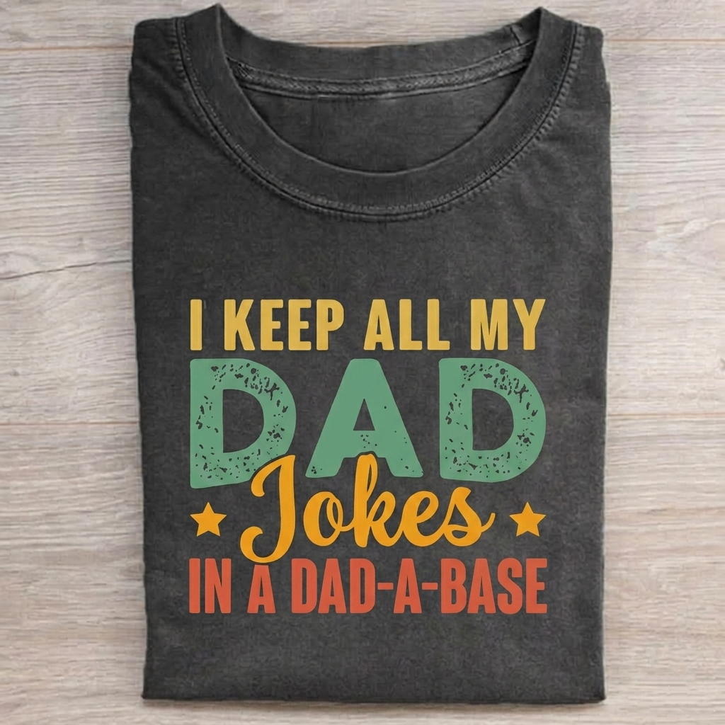 I Keep All My Dad Jokes In Dad-A-Base T-Shirts Vintage Washed DTG Graphic Tee | ZalleStudio