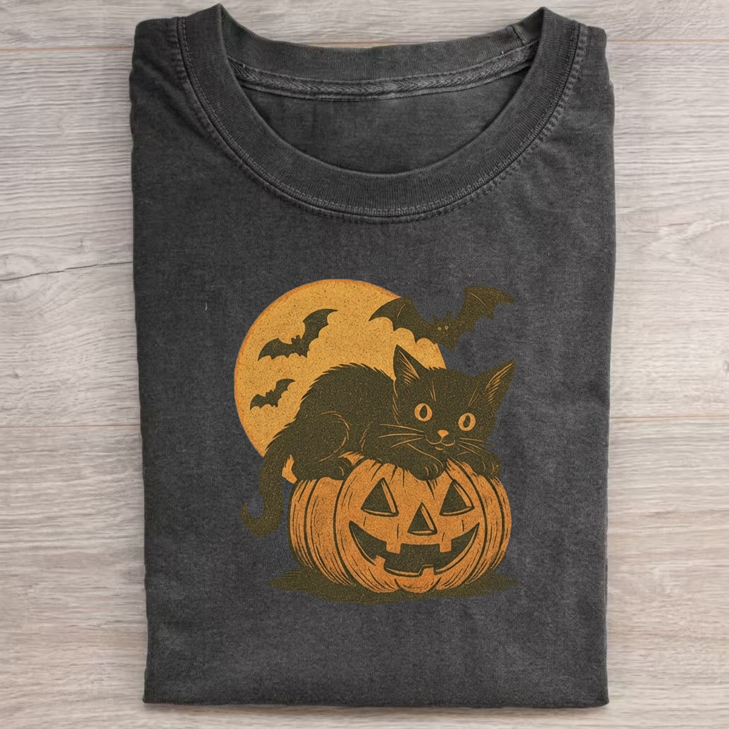Black Cat Halloween T-Shirt