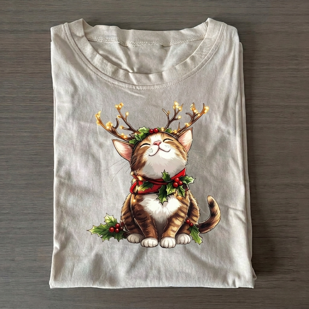 Meowy Christmas Cat T-shirt