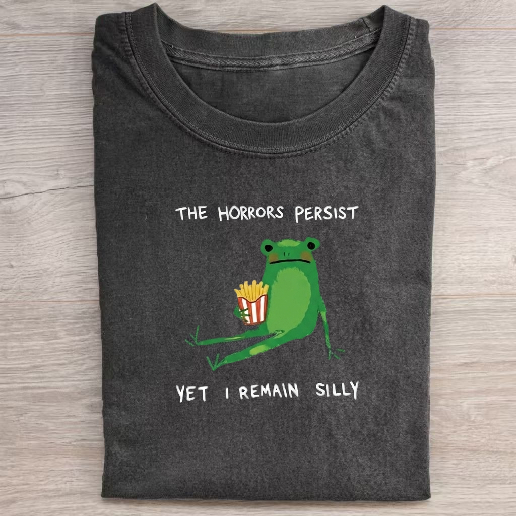 Silly Frog With Fries Vibe Art T-Shirt
