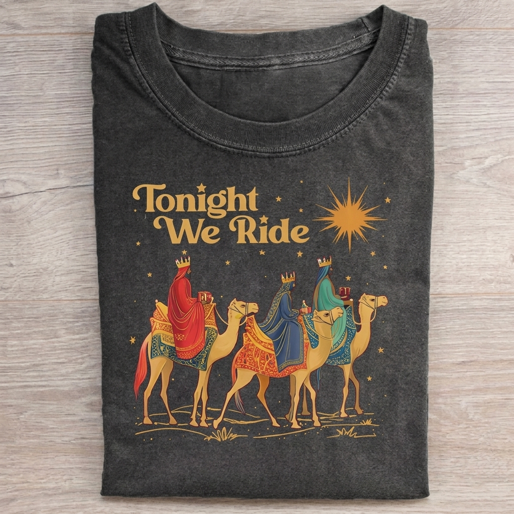 Retro Tonight We Ride Christmas T-shirt