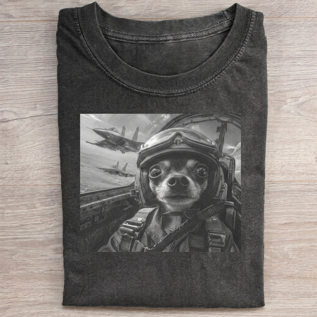Funny Chihuahua Fighter Pilot T-Shirt