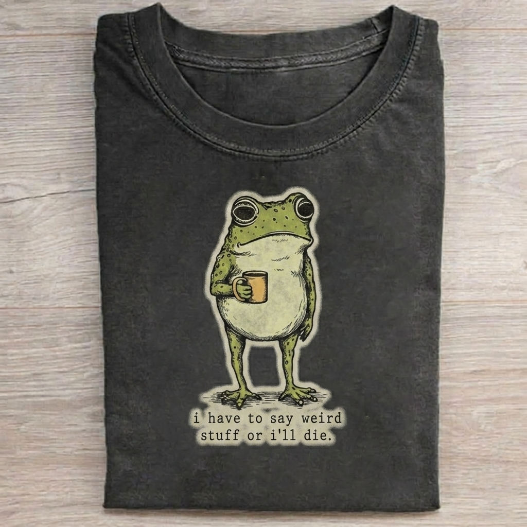 Funny Frog T-shirt Vintage Washed DTG Graphic Tee | ZalleStudio