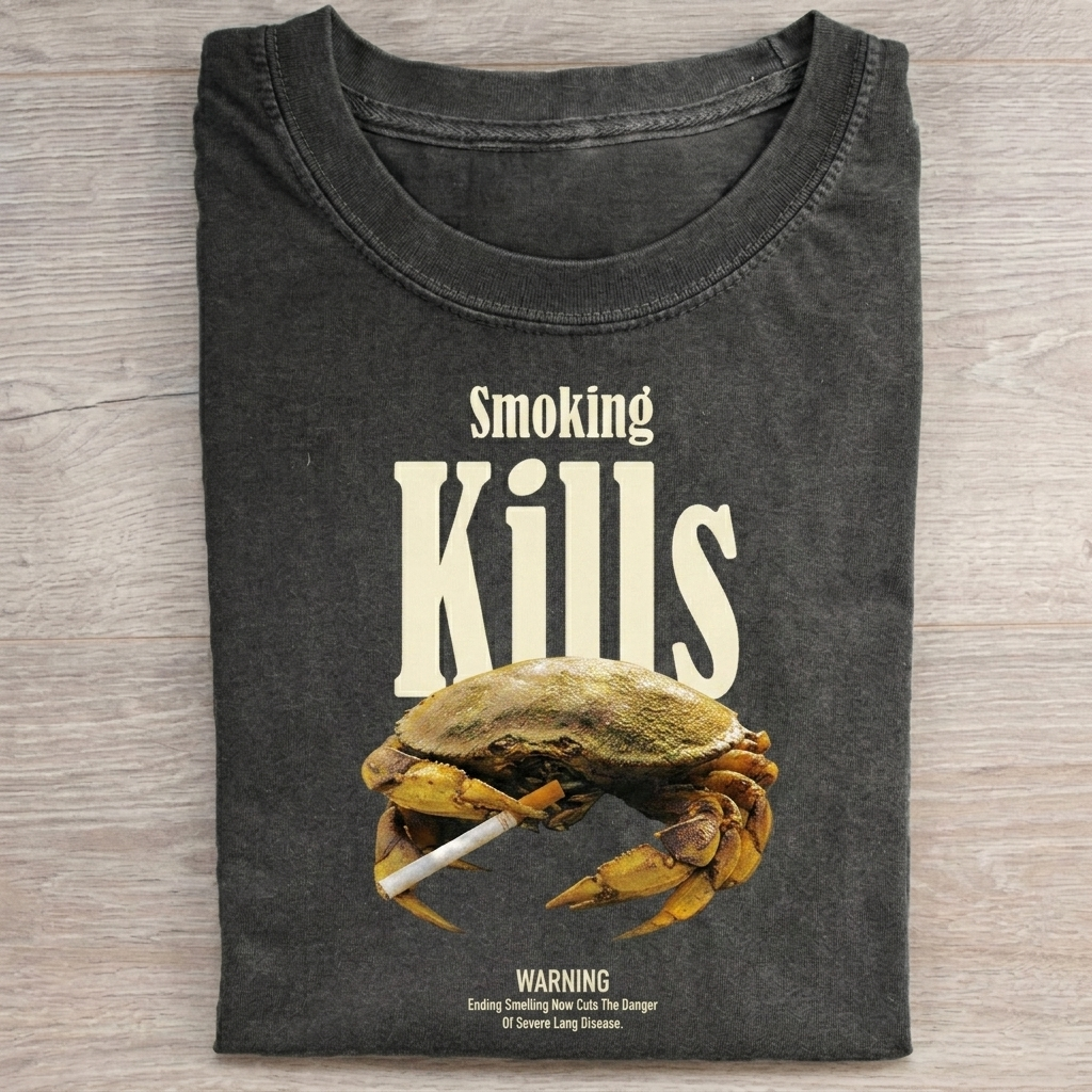Retro Smoking Kills Crab T-shirt