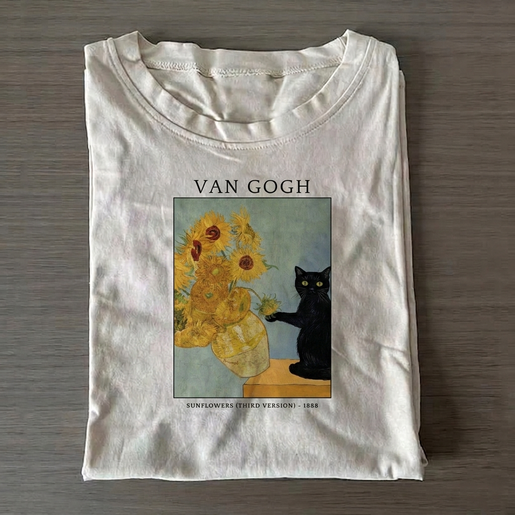Van Gogh Cat  T-shirt