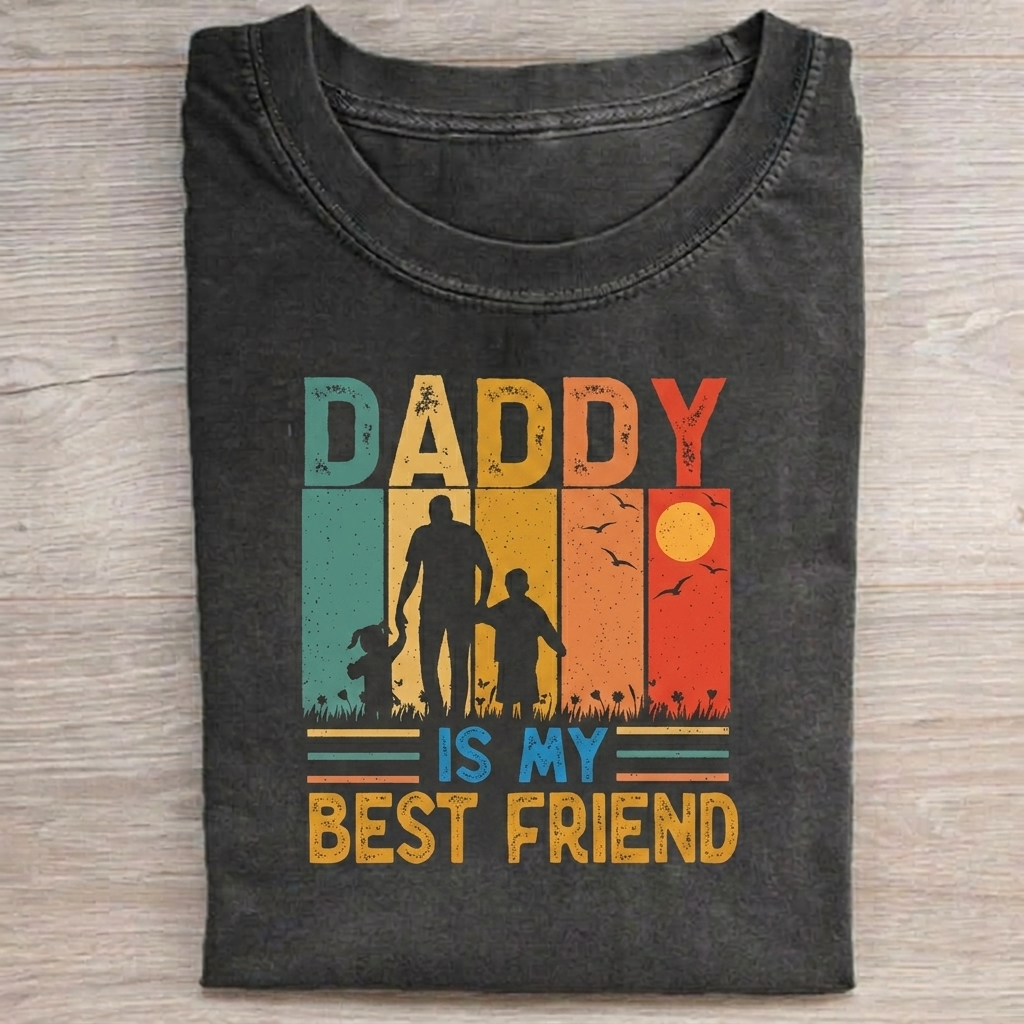Dad Is My Best Friend T-shirt Vintage Washed DTG Graphic Tee | ZalleStudio