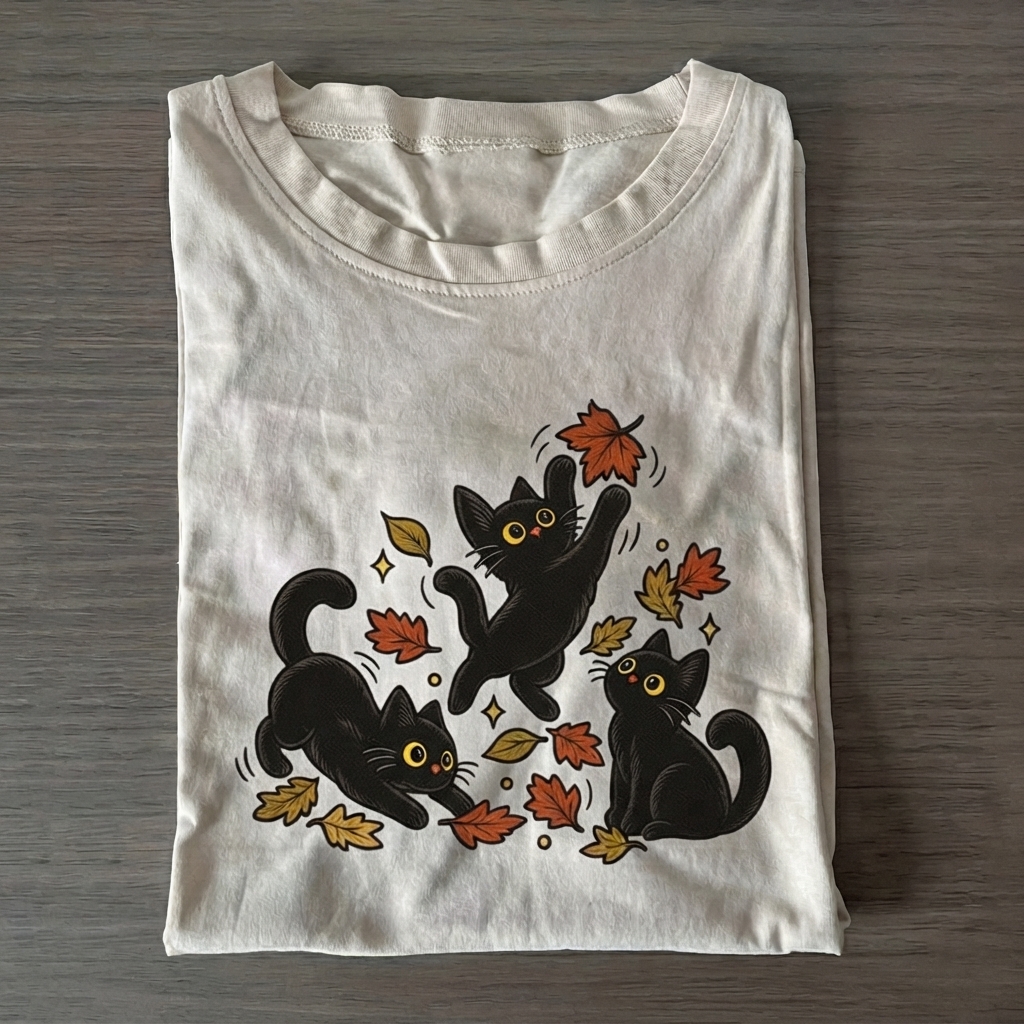 Black Cats and Fall Leaves T-shirt