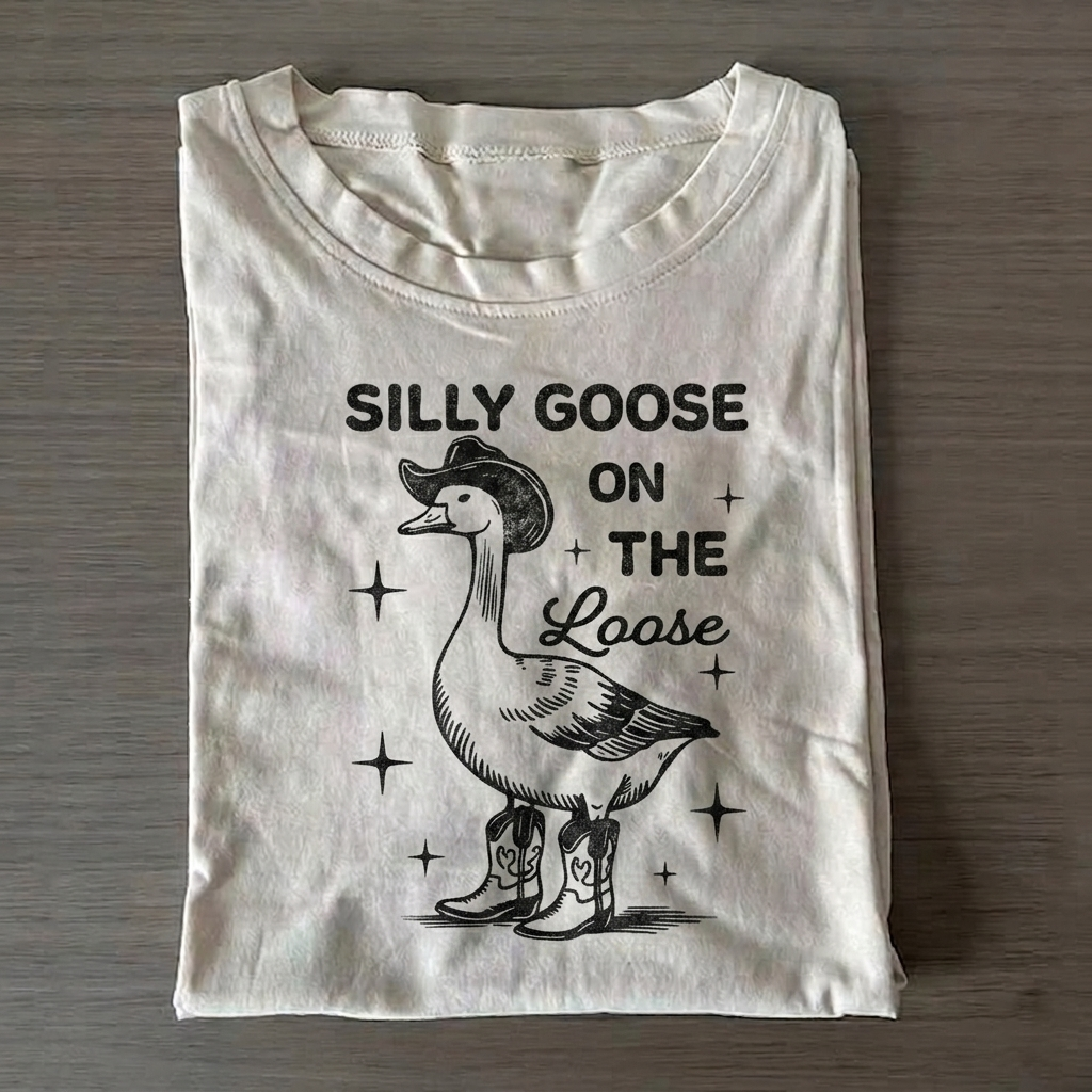 Retro Comfort Silly Goose T-shirt Vintage Washed DTG Graphic Tee | ZalleStudio