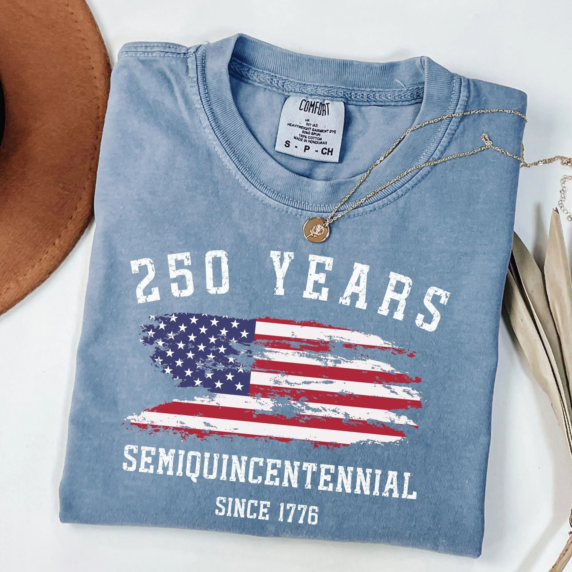 USA 250 Years Semiquincentennial T-shirt Vintage Washed DTG Graphic Tee | ZalleStudio